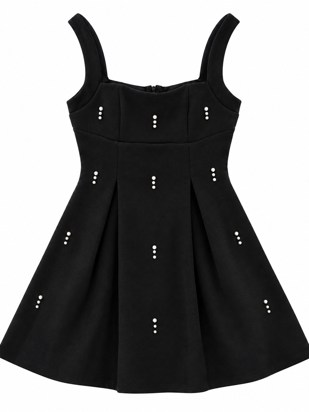 Black Pearl-Embellished Mini Fit & Flare Dress